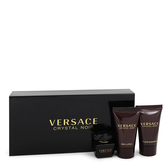 Crystal Noir by Versace Gift Set -- .17 oz Mini EDT + .8 oz Shower Gel + .8 oz Body Lotion for Women - Fragrance Spice