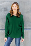Double Take Full Size Round Neck Long Sleeve T-Shirt - Fragrance Spice