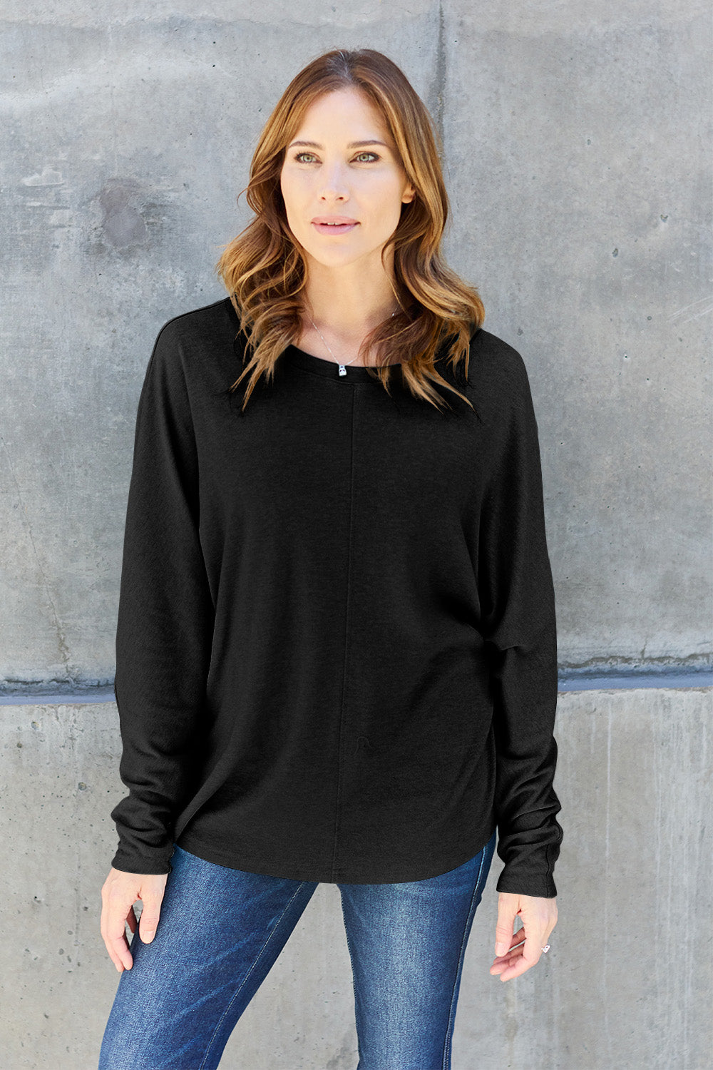 Double Take Full Size Round Neck Long Sleeve T-Shirt - Fragrance Spice