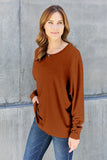 Double Take Full Size Round Neck Long Sleeve T-Shirt - Fragrance Spice