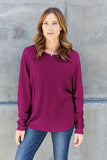 Double Take Full Size Round Neck Long Sleeve T-Shirt - Fragrance Spice