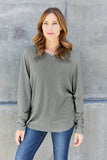 Double Take Full Size Round Neck Long Sleeve T-Shirt - Fragrance Spice