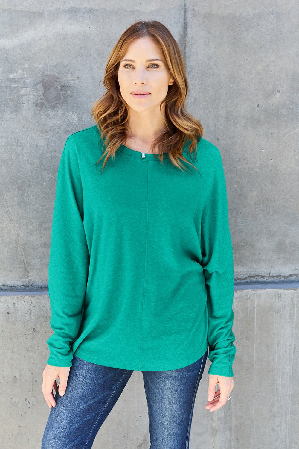 Double Take Full Size Round Neck Long Sleeve T-Shirt - Fragrance Spice