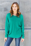 Double Take Full Size Round Neck Long Sleeve T-Shirt - Fragrance Spice
