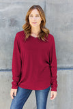 Double Take Full Size Round Neck Long Sleeve T-Shirt - Fragrance Spice
