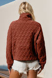 Double Take Half Zip Long Sleeve Quilted Sweatshirt with Pocket - Fragrance Spice
