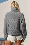 Double Take Half Zip Long Sleeve Quilted Sweatshirt with Pocket - Fragrance Spice