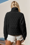 Double Take Half Zip Long Sleeve Quilted Sweatshirt with Pocket - Fragrance Spice