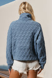 Double Take Half Zip Long Sleeve Quilted Sweatshirt with Pocket - Fragrance Spice