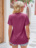 Double Take Ruched V-Neck Short Sleeve T-Shirt - Fragrance Spice