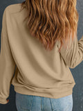 Embroidered Clover Pattern Round Neck Sweatshirt - Fragrance Spice