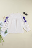 Frill Floral Embroidered Sleeve Shirt - Fragrance Spice