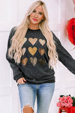 Heart Round Neck Dropped Shoulder Sweatshirt - Fragrance Spice