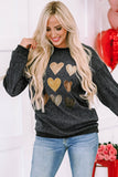 Heart Round Neck Dropped Shoulder Sweatshirt - Fragrance Spice