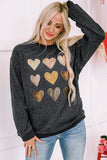 Heart Round Neck Dropped Shoulder Sweatshirt - Fragrance Spice