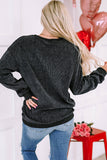 Heart Round Neck Dropped Shoulder Sweatshirt - Fragrance Spice