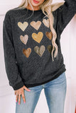 Heart Round Neck Dropped Shoulder Sweatshirt - Fragrance Spice
