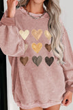 Heart Round Neck Dropped Shoulder Sweatshirt - Fragrance Spice