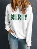 MERRY CHRISTMAS Contrast Long Sleeve Sweatshirt - Fragrance Spice