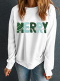MERRY CHRISTMAS Contrast Long Sleeve Sweatshirt - Fragrance Spice