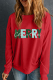MERRY CHRISTMAS Contrast Long Sleeve Sweatshirt - Fragrance Spice