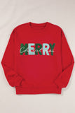MERRY CHRISTMAS Contrast Long Sleeve Sweatshirt - Fragrance Spice