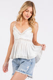 Mittoshop Crisscross Back Lace Detail V-Neck Cami - Fragrance Spice