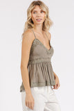 Mittoshop Crisscross Back Lace Detail V-Neck Cami - Fragrance Spice