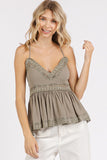Mittoshop Crisscross Back Lace Detail V-Neck Cami - Fragrance Spice