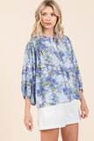 Mittoshop Flower Print Batwing Sleeve Button Down Blouse - Fragrance Spice