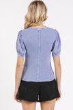 Mittoshop Mineral Wash Puff Sleeve Rib Knit T-Shirt - Fragrance Spice