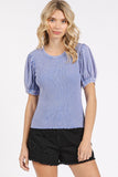 Mittoshop Mineral Wash Puff Sleeve Rib Knit T-Shirt - Fragrance Spice