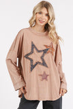 Mittoshop Mineral Wash Star Patch Long Sleeve T-Shirt - Fragrance Spice