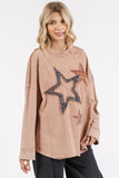 Mittoshop Mineral Wash Star Patch Long Sleeve T-Shirt - Fragrance Spice