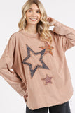 Mittoshop Mineral Wash Star Patch Long Sleeve T-Shirt - Fragrance Spice