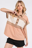 Mittoshop Mineral Washed Half Button Polo Top - Fragrance Spice