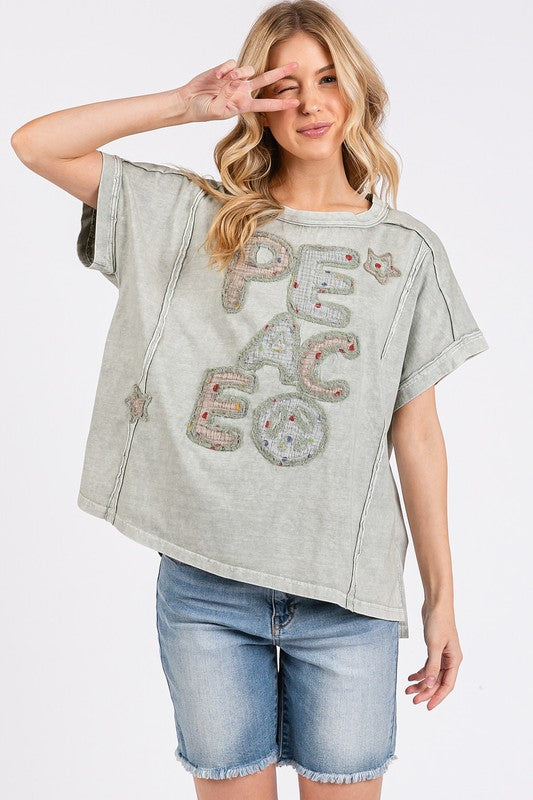 Mittoshop PEACE Round Neck Short Sleeve T-Shirt - Fragrance Spice