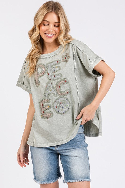 Mittoshop PEACE Round Neck Short Sleeve T-Shirt - Fragrance Spice