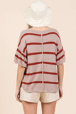 Mittoshop Striped Flounce Sleeve Knit Top - Fragrance Spice