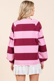 Mittoshop Striped Snap Shoulder Long Sleeve T-Shirt - Fragrance Spice