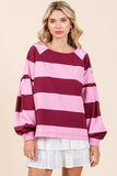 Mittoshop Striped Snap Shoulder Long Sleeve T-Shirt - Fragrance Spice
