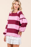 Mittoshop Striped Snap Shoulder Long Sleeve T-Shirt - Fragrance Spice