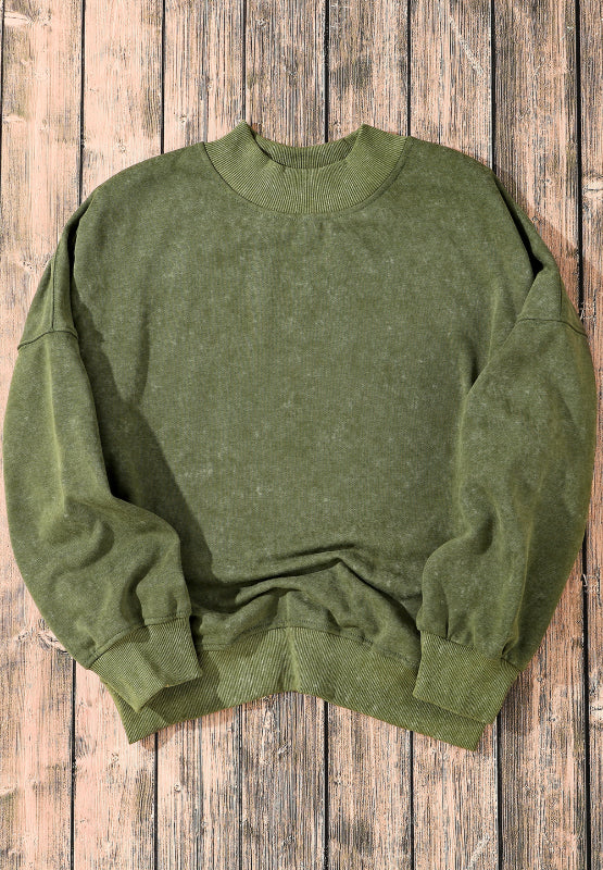 Mock Neck Dropped Shoulder Sweatshirt - Fragrance Spice