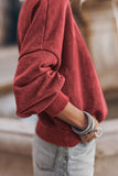 Mock Neck Dropped Shoulder Sweatshirt - Fragrance Spice