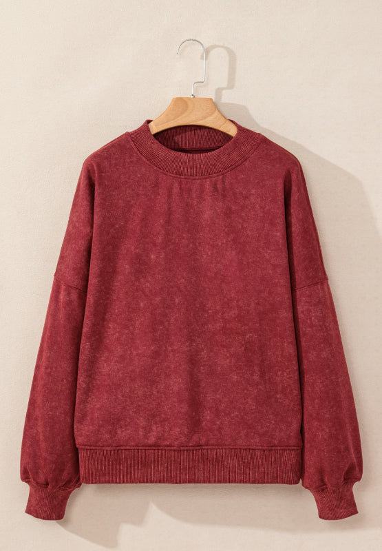 Mock Neck Dropped Shoulder Sweatshirt - Fragrance Spice