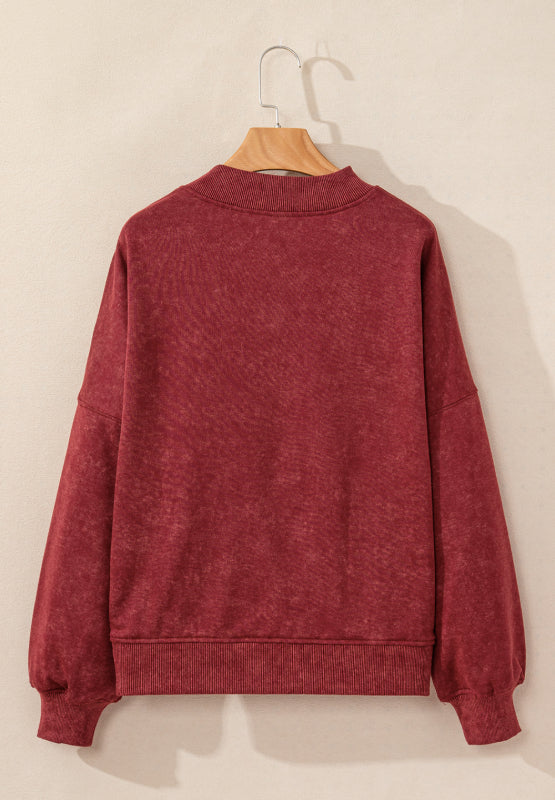 Mock Neck Dropped Shoulder Sweatshirt - Fragrance Spice