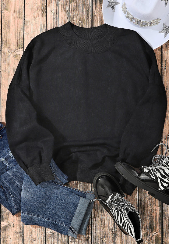 Mock Neck Dropped Shoulder Sweatshirt - Fragrance Spice