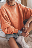 Mock Neck Dropped Shoulder Sweatshirt - Fragrance Spice