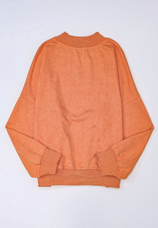 Mock Neck Dropped Shoulder Sweatshirt - Fragrance Spice