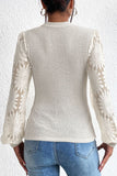Mock Neck Lace Long Sleeve Top - Fragrance Spice